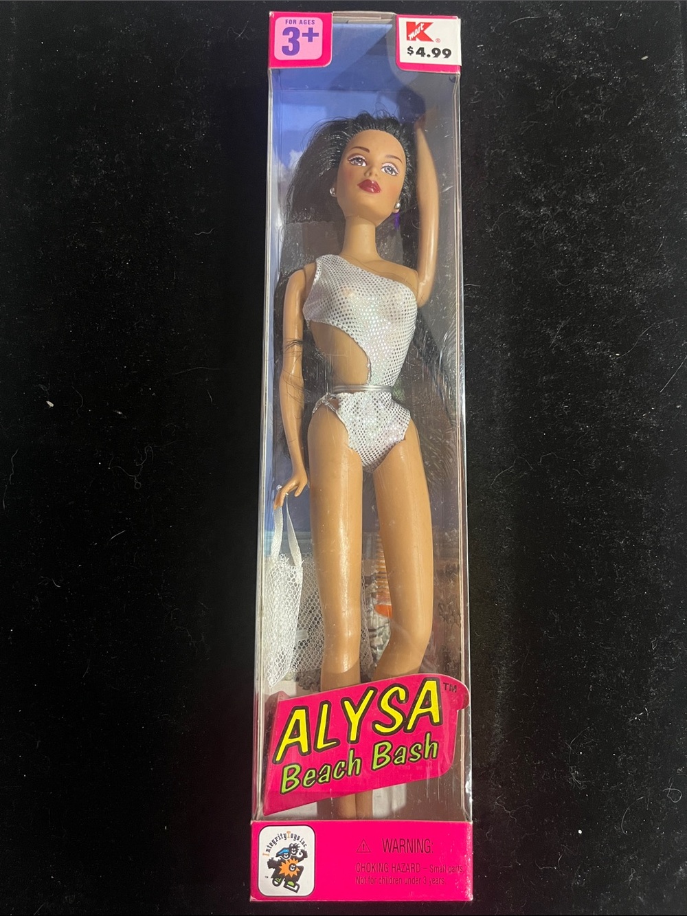 NRFB VTG 1996 Integrity Toys ALYSA Beach Bash Doll Brunette Silver Swimsuit